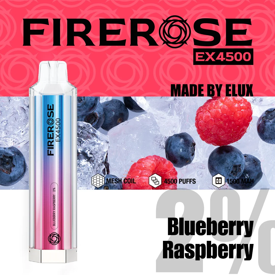 Blueberry Raspberry Elux FireRose EX4500 4500 Disposable Vape